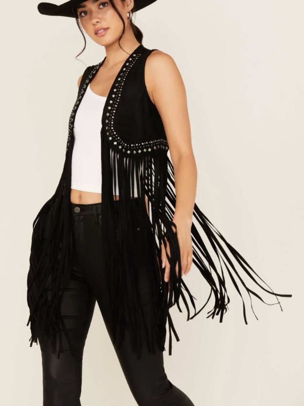 Idyllwind Black Studded Fringe Vest